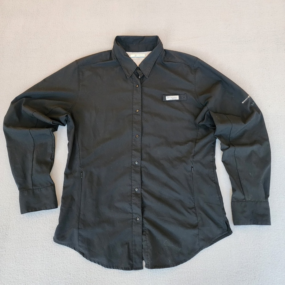 Columbia PFG Womens Black Long Sleeve Fishing Shirt FL7278 Omni-Shade Medium